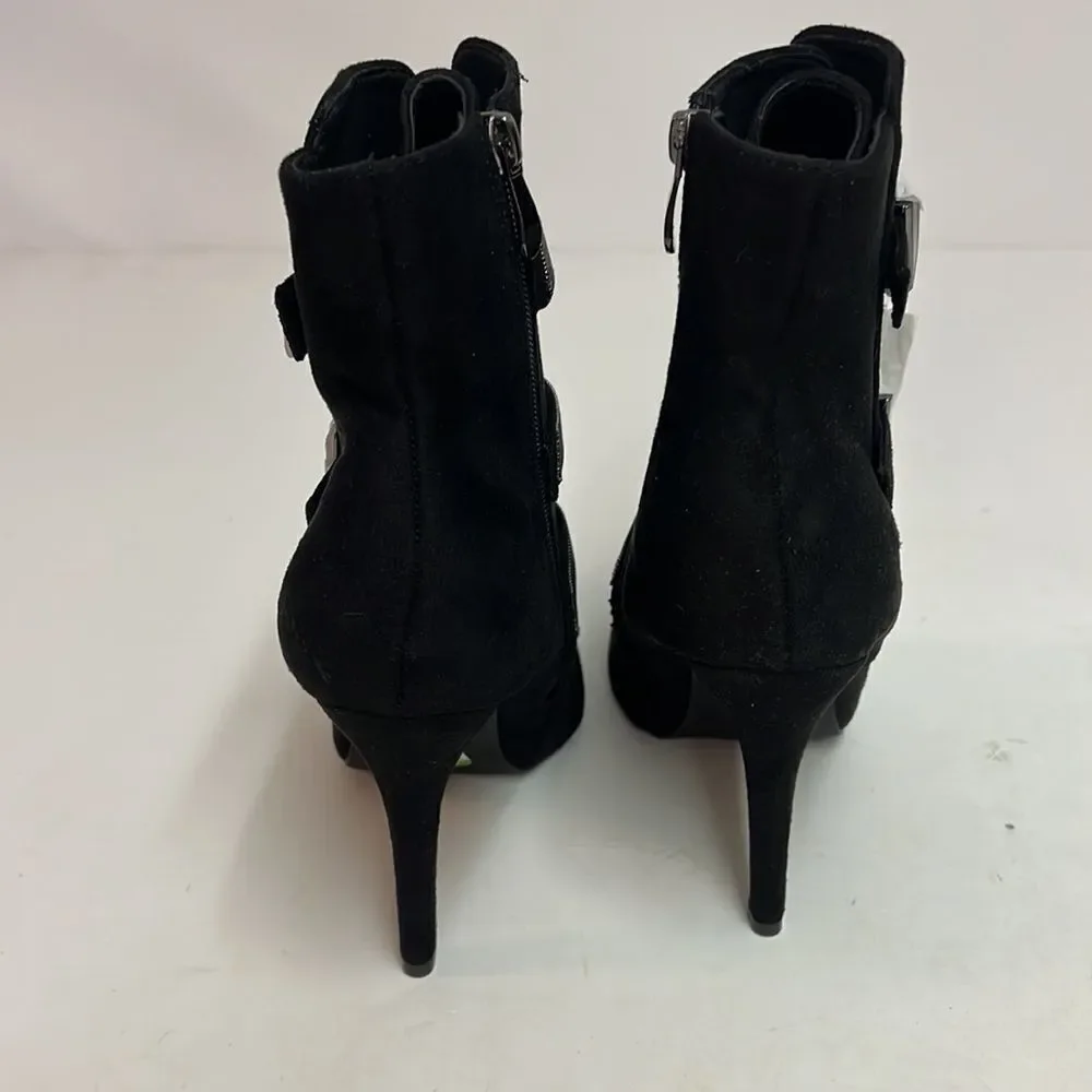 Venus sexy stiletto ankle boots with‎ metal graphite hardware D15